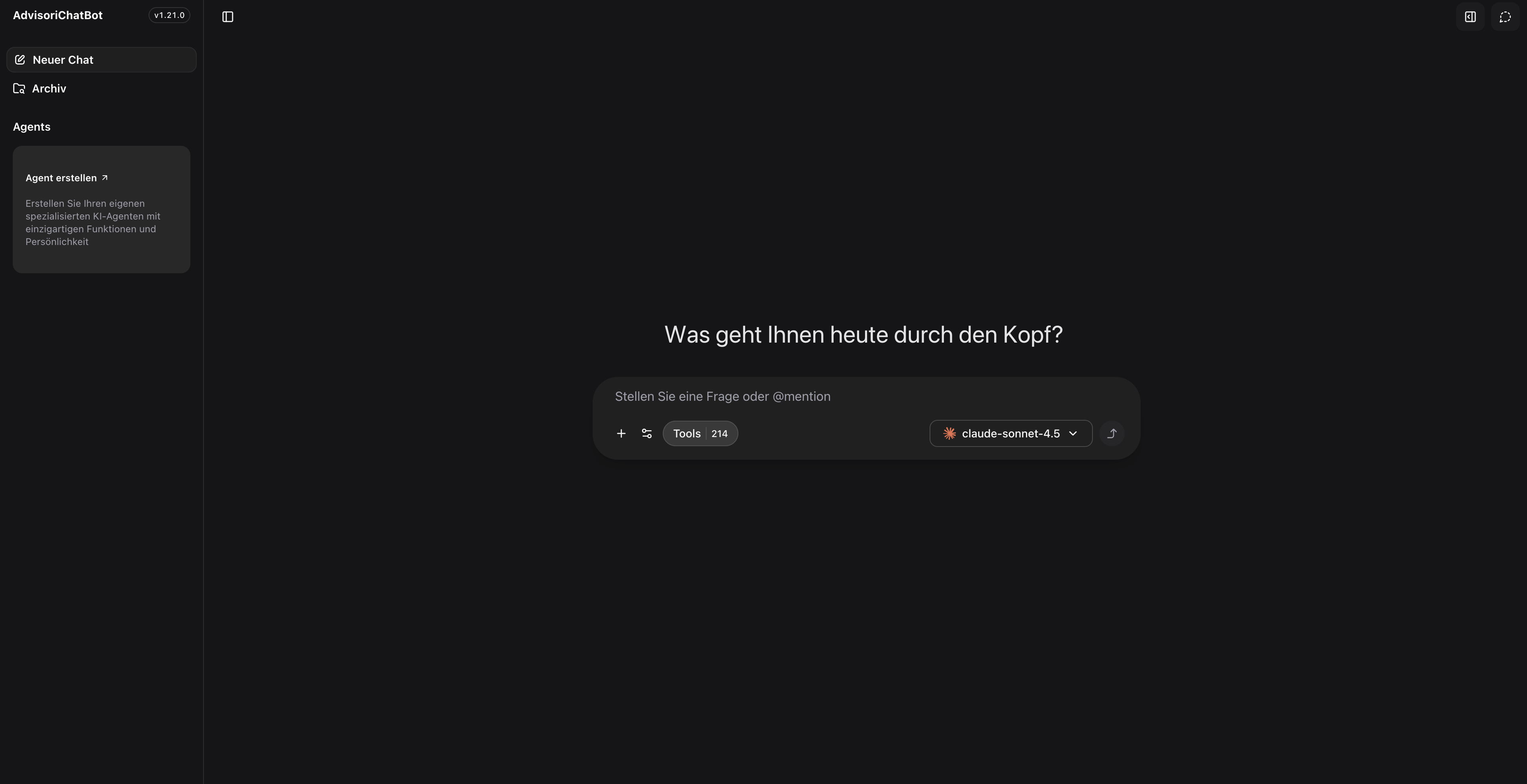 AdvisoriChatBot Interface - AI Assistant with Agent Creation
